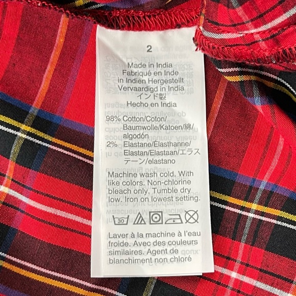 J Crew Dress Womens 2 Red Plaid Long Sleeve Shirtdress Belted Christmas Holiday - Picture 8 of 10